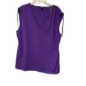 Lauren Ralph Lauren Purple V Neck Sleeveless Top NWT size XL